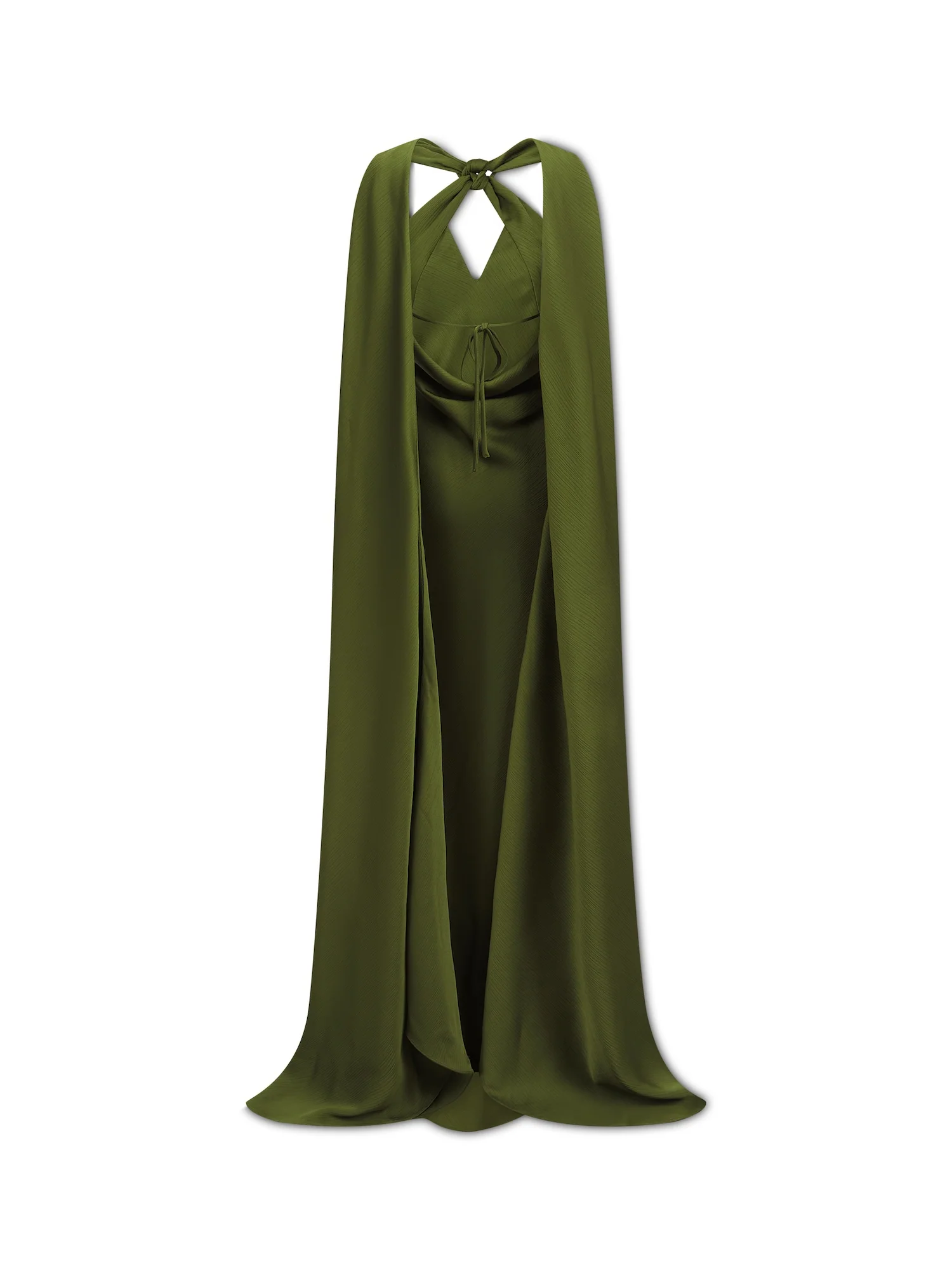 'ATONEMENT' SCARF DETAIL LONGLINE MAXI DRESS OLIVE - Image 10