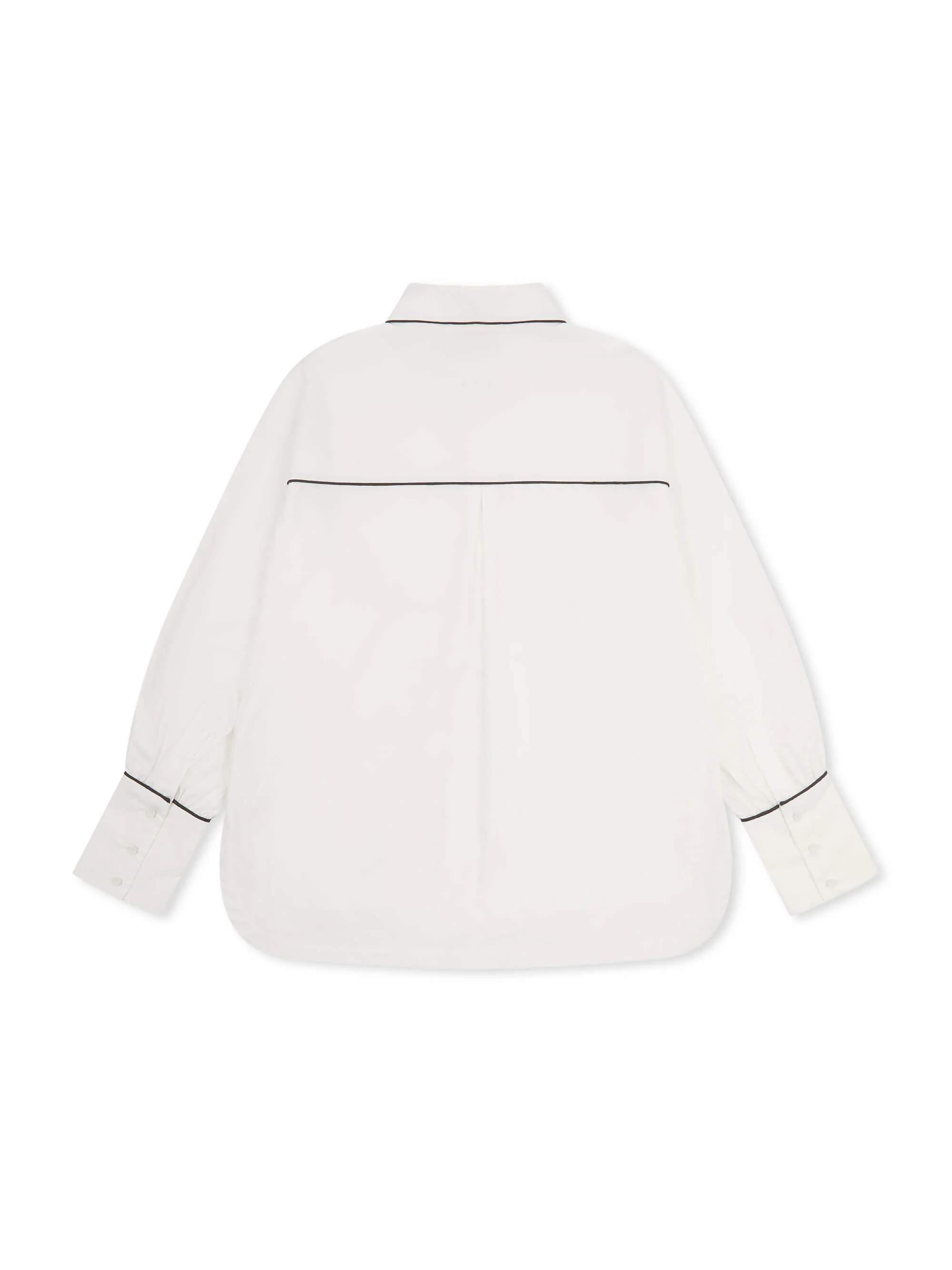 'BESETTE' OVERSIZED COTTON SHIRT WITH CONTRAST PIPING WHITE - Image 6