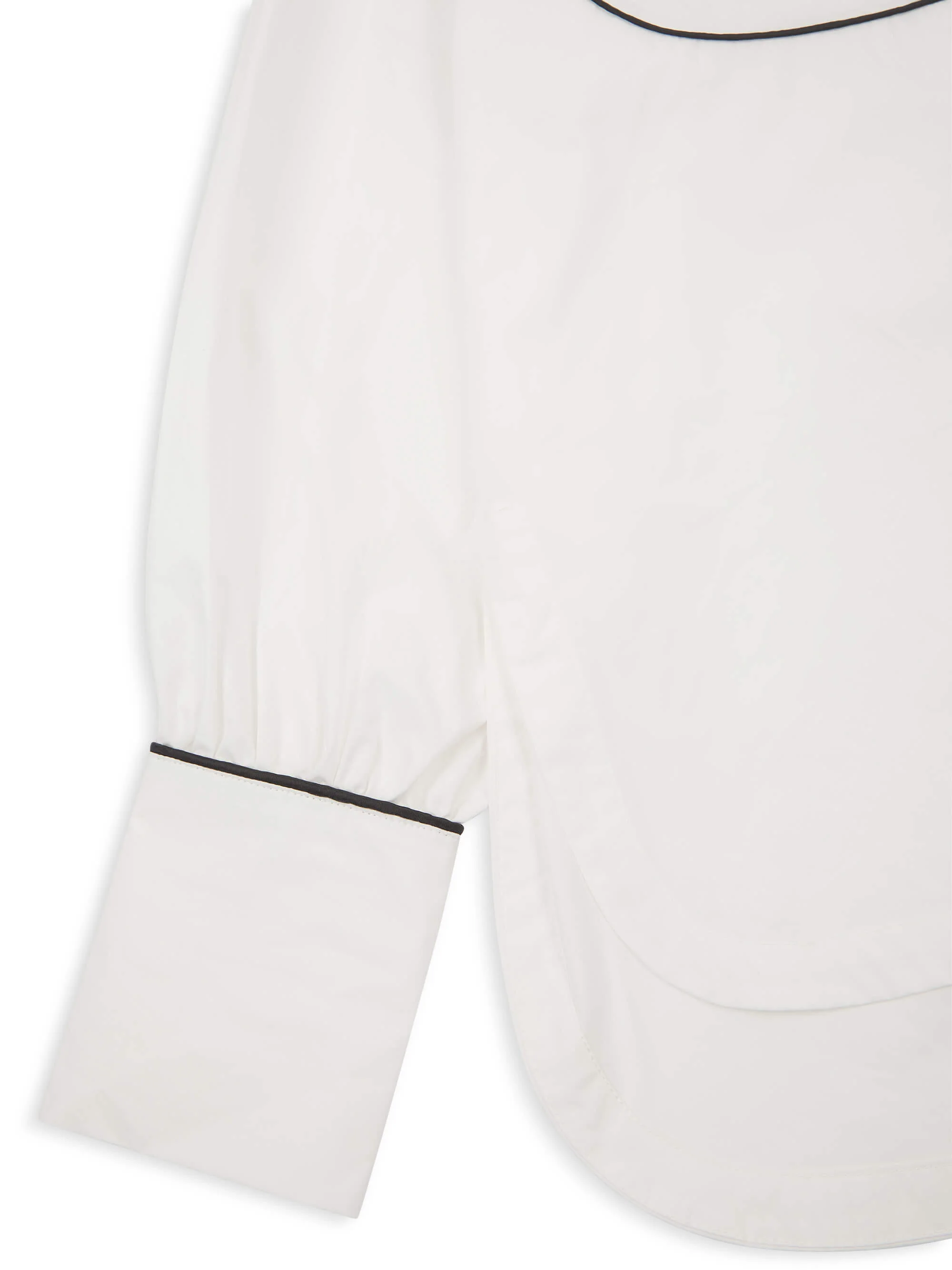 'BESETTE' OVERSIZED COTTON SHIRT WITH CONTRAST PIPING WHITE - Image 8