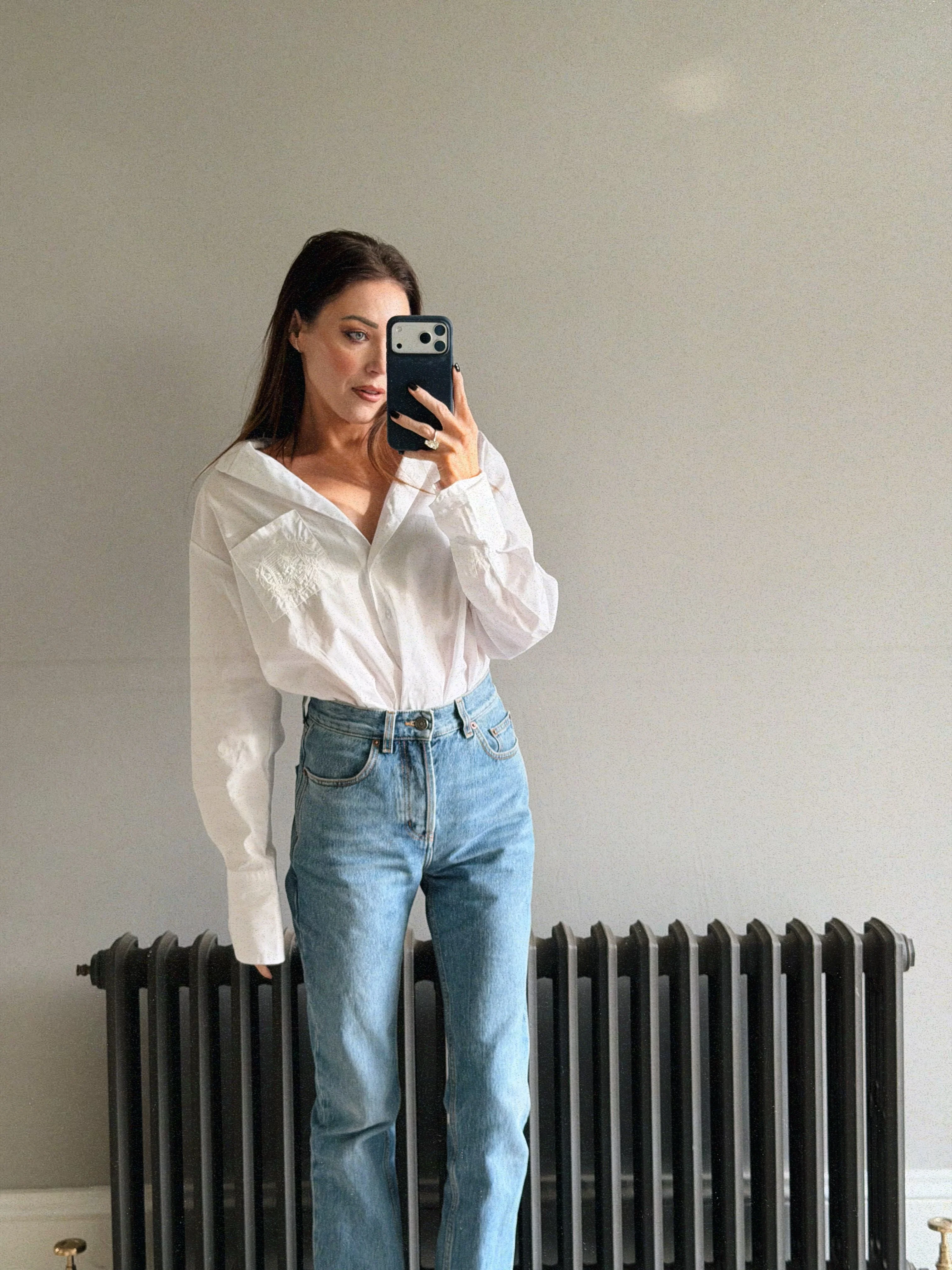 ‘EASY DOES IT’ COTTON BOX PLEAT SHIRT WHITE - Image 3