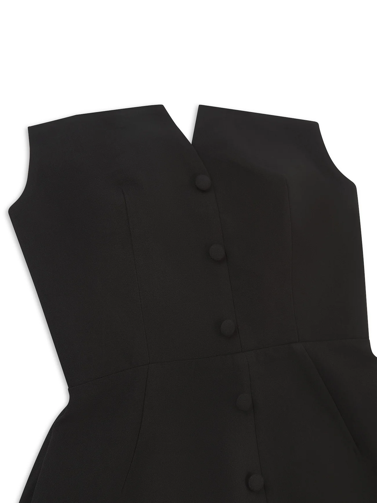 'MARILYN' EXAGGERATED SQUARE BANDEAU BUTTON DETAIL MIDI DRESS BLACK - Image 8