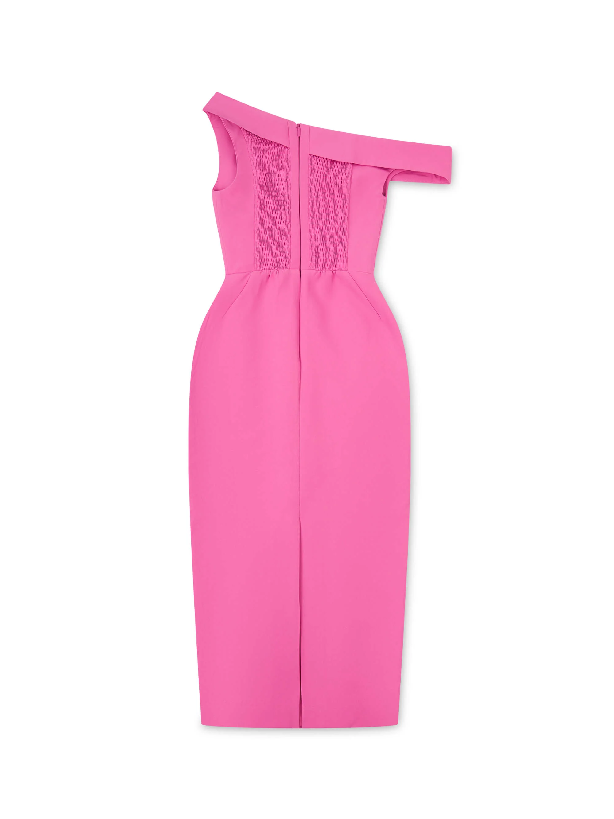 'JACKIE O' OFF THE SHOULDER HOURGLASS MIDI DRESS PINK - Image 7