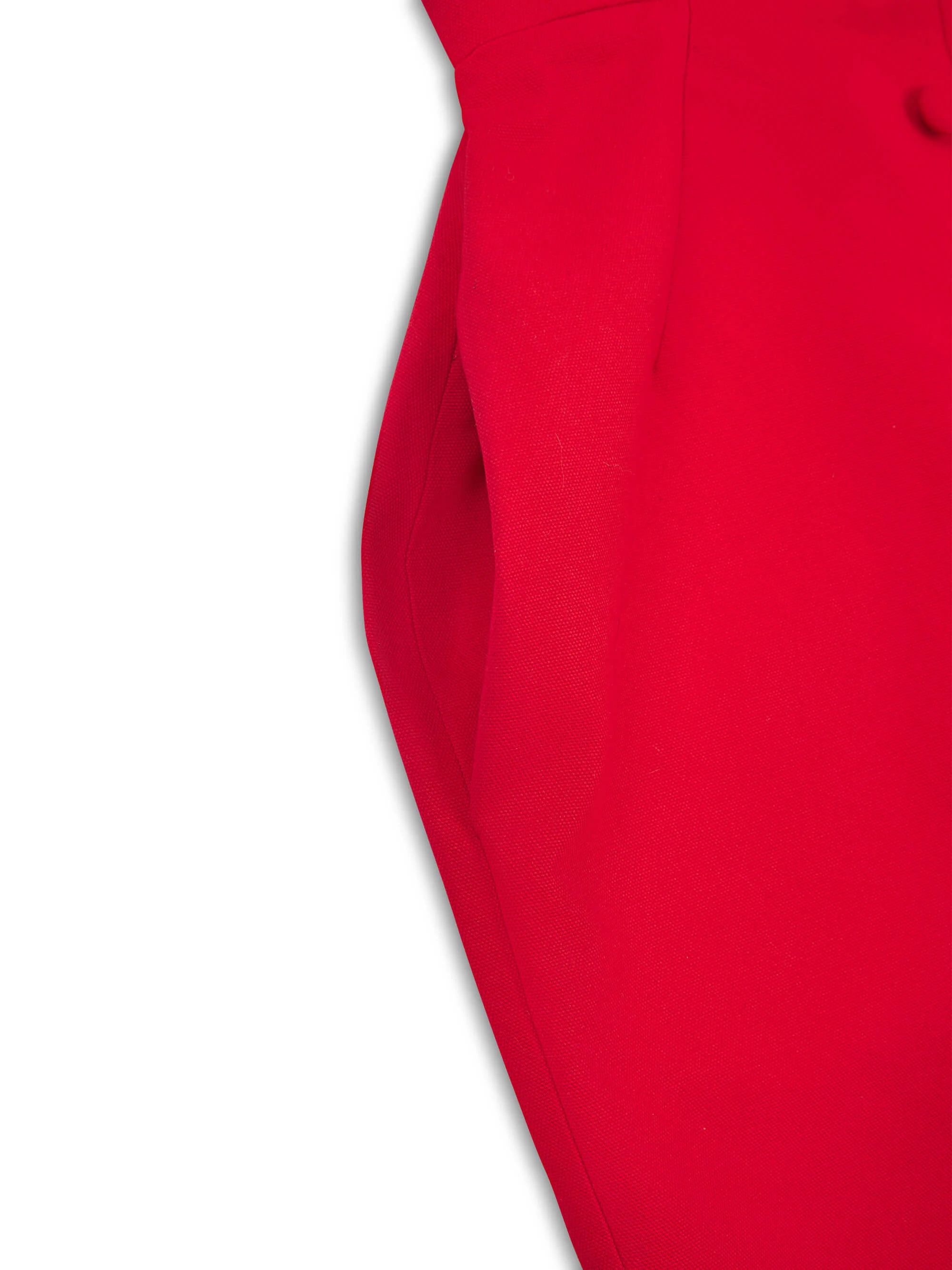 'MARILYN' EXAGGERATED SQUARE BANDEAU BUTTON DETAIL MIDI DRESS RED - Image 11