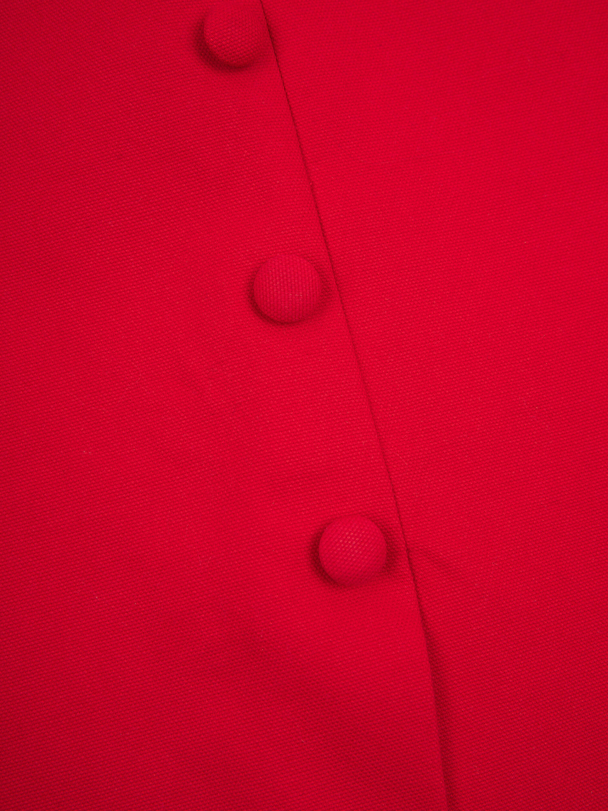 'MARILYN' EXAGGERATED SQUARE BANDEAU BUTTON DETAIL MIDI DRESS RED - Image 9
