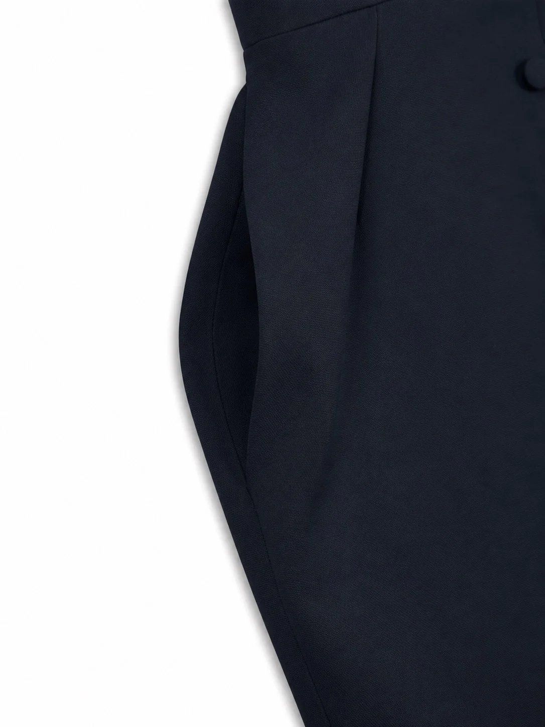 'MARILYN' EXAGGERATED SQUARE BANDEAU BUTTON DETAIL MIDI DRESS NAVY - Image 11