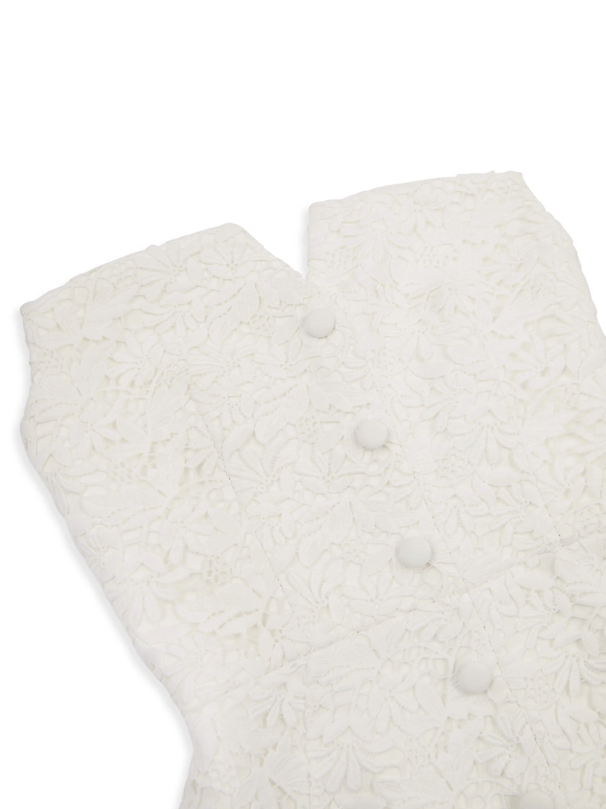 'MARILYN' EXAGGERATED SQUARE BANDEAU BUTTON DETAIL MIDI DRESS WHITE - Image 9