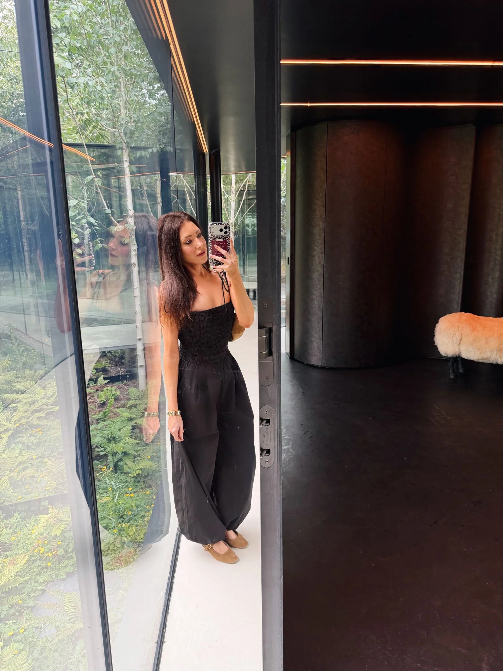'OFF CAMPUS' SHIRRED BODICE BALLOON LEG JUMPSUIT BLACK - Image 3