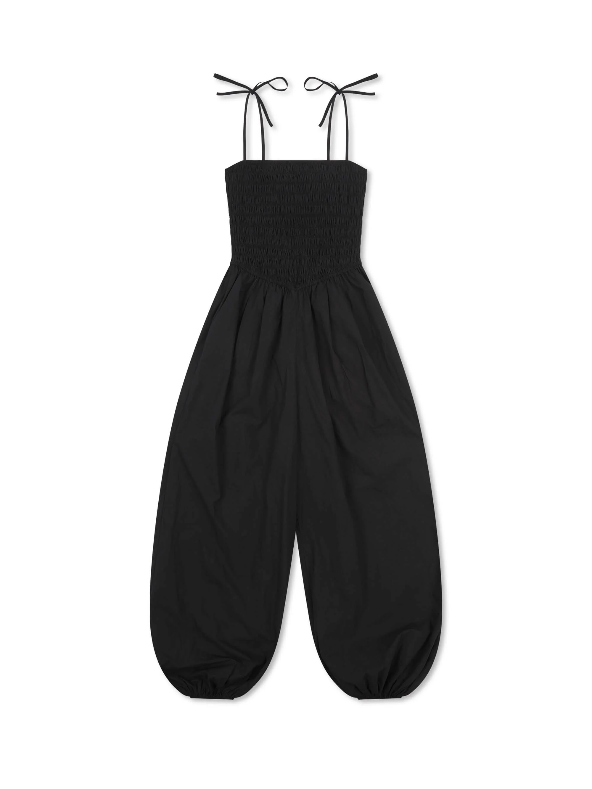 'OFF CAMPUS' SHIRRED BODICE BALLOON LEG JUMPSUIT BLACK - Image 6