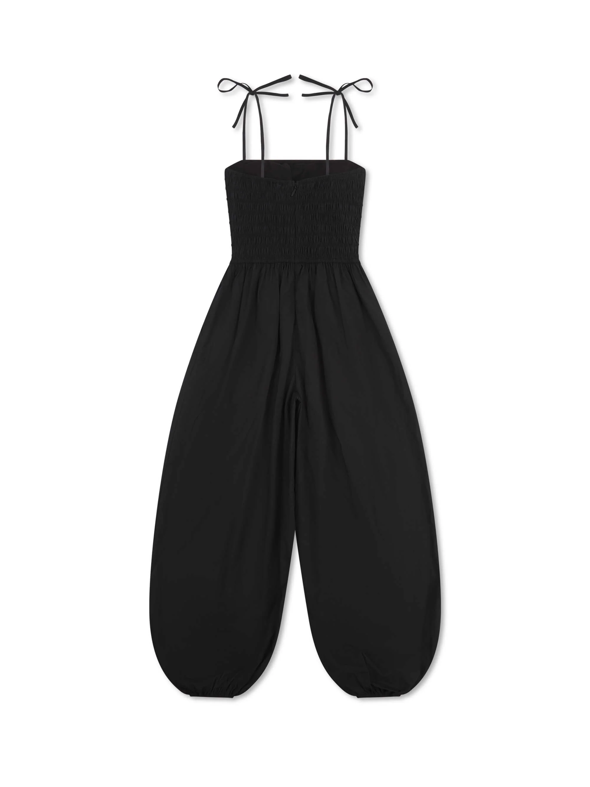 'OFF CAMPUS' SHIRRED BODICE BALLOON LEG JUMPSUIT BLACK - Image 7