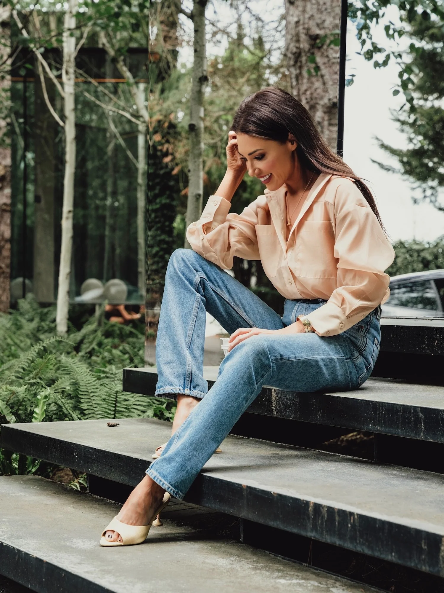 ORGANZA OVERSIZED SHIRT CAMEL - Image 2