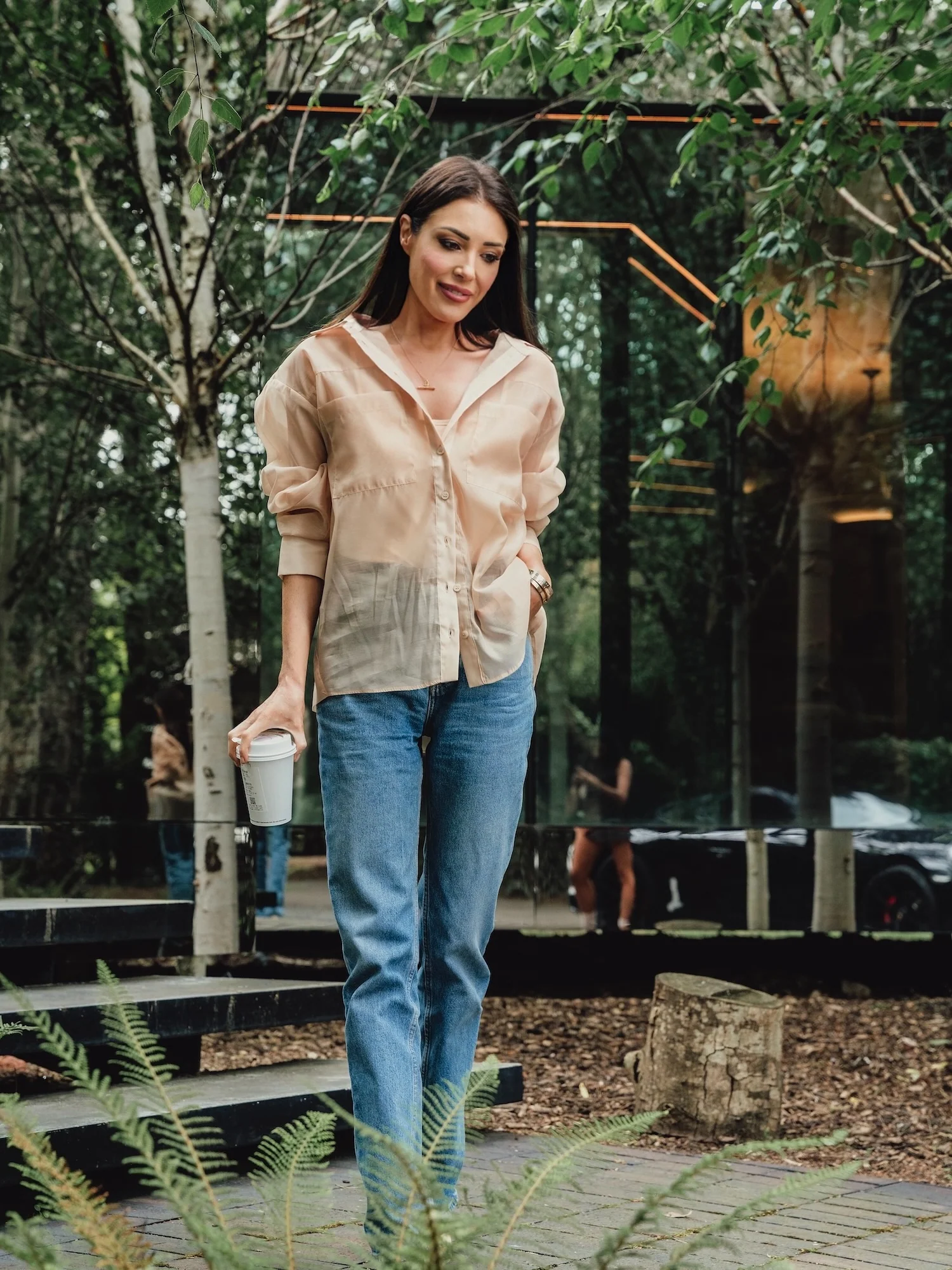 ORGANZA OVERSIZED SHIRT CAMEL - Image 4