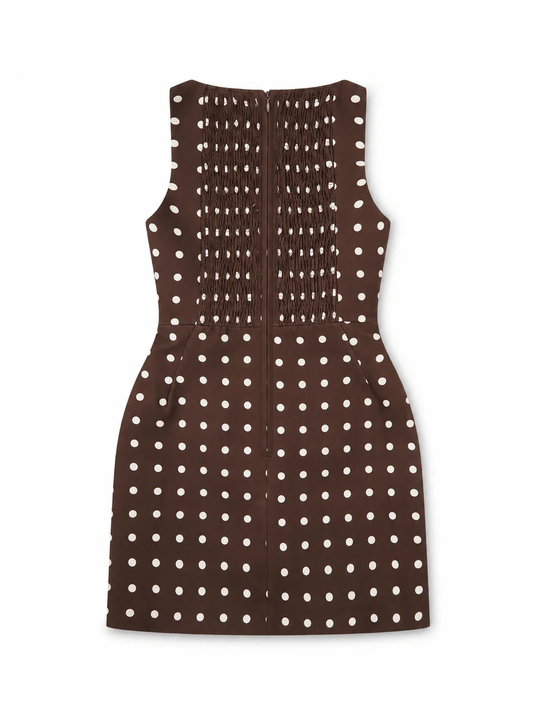 ‘MELROSE’ POLKA DOT BUTTON HOURGLASS MICRO MINI DRESS BROWN - Image 5