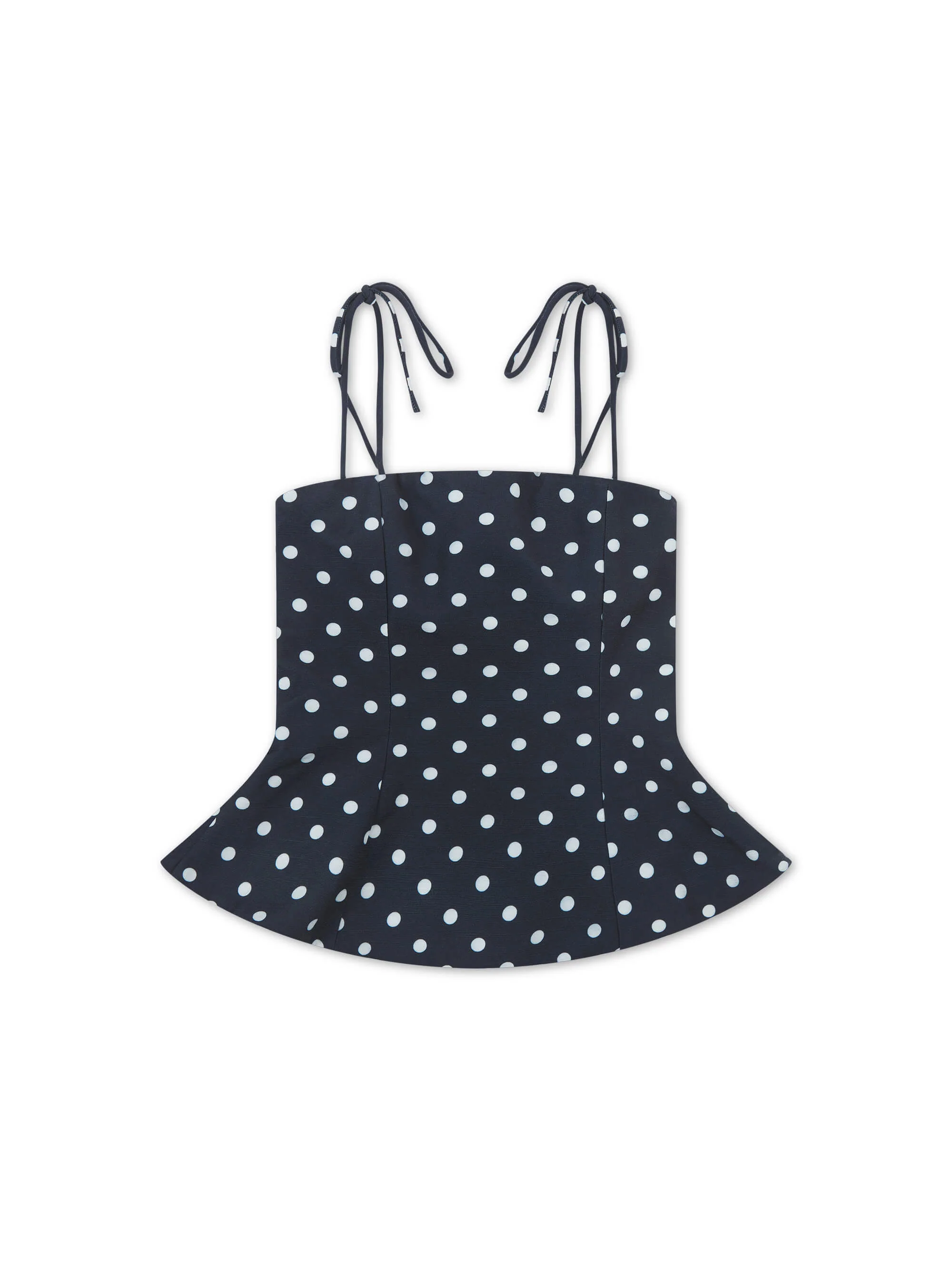 'LOTUS' POLKA DOT SQUARE NECK PEPHEM TOP NAVY - Image 7