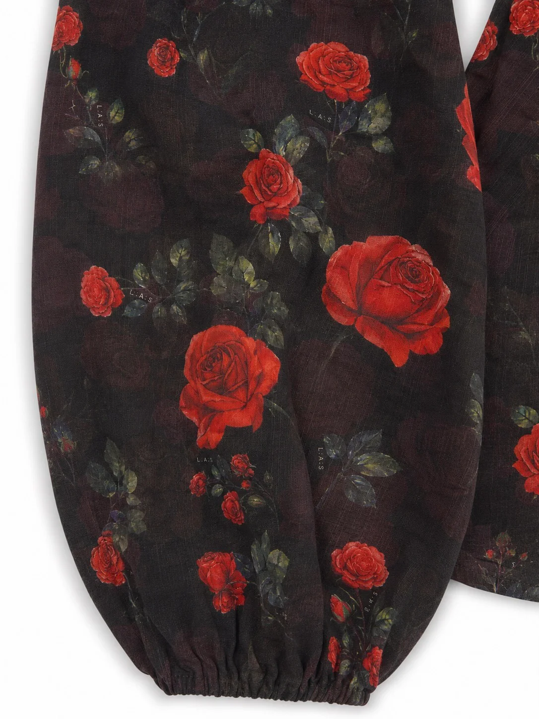 'I HEART NYC' ROSE PRINT LACE UP BLOUSE BLACK - Image 5