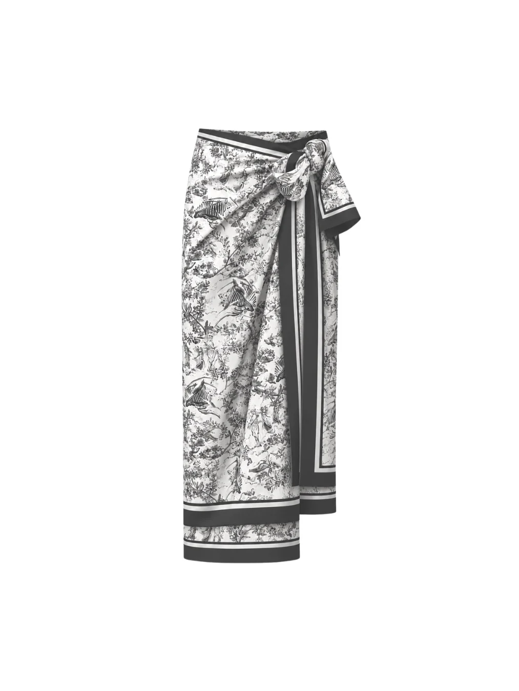 'SELENE' BORDER PRINT SARONG TOILE WHITE MULTI - Image 5