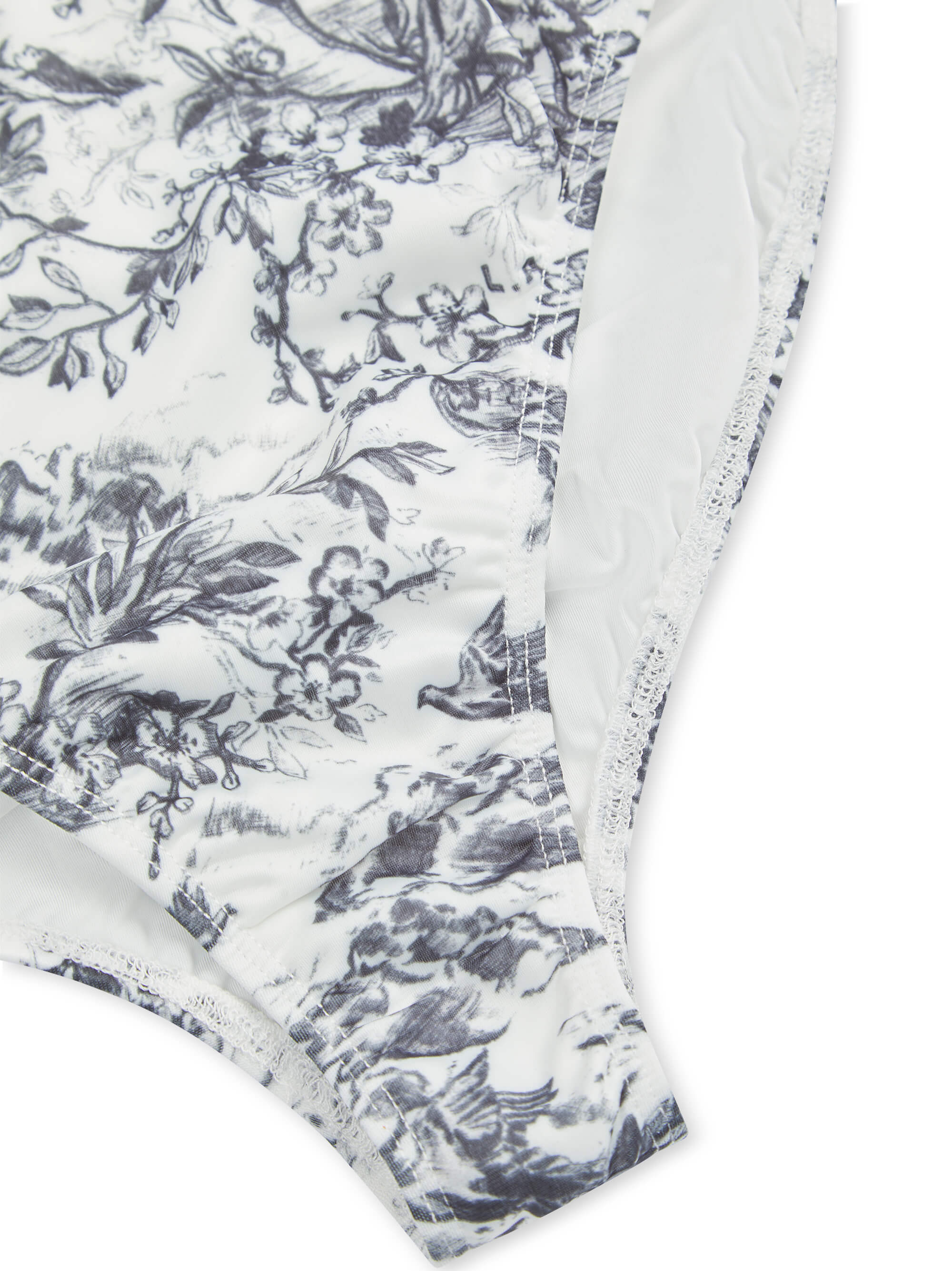 'SELENE' HIGH WAIST DEEP WAISTBAND BIKINI BRIEF TOILE WHITE MULTI - Image 9