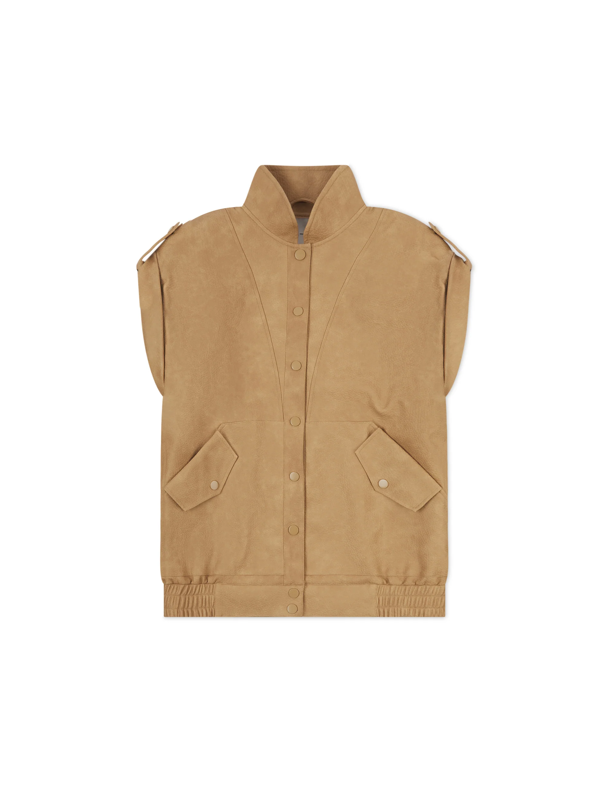'SIENNA' FAUX LEATHER OVERSIZED MULTI WAY JACKET CAMEL - Image 13