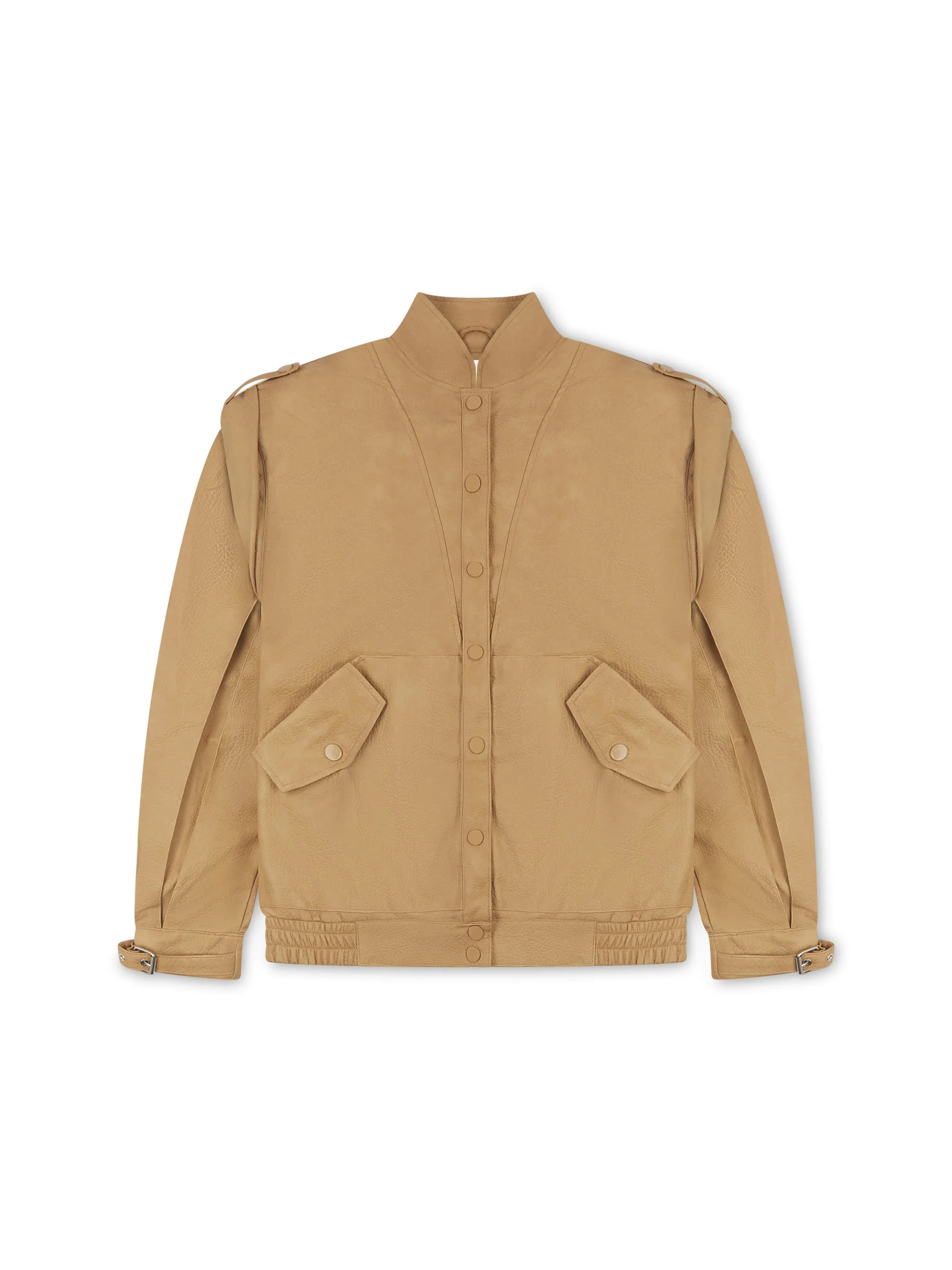 'SIENNA' FAUX LEATHER OVERSIZED MULTI WAY JACKET CAMEL - Image 8