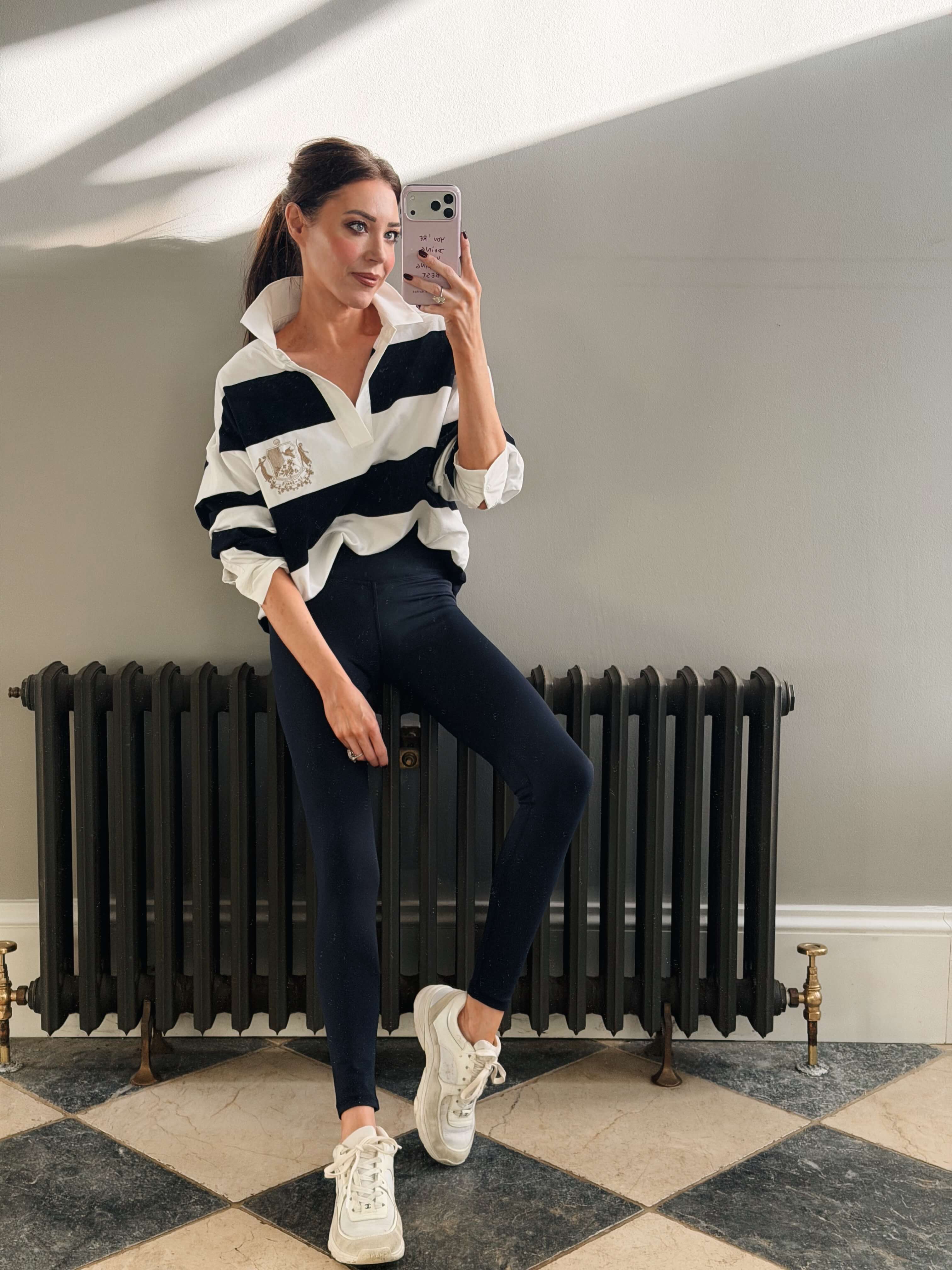 'CLEMENCE' VARSITY STRIPED RUGBY TOP NAVY - Image 3