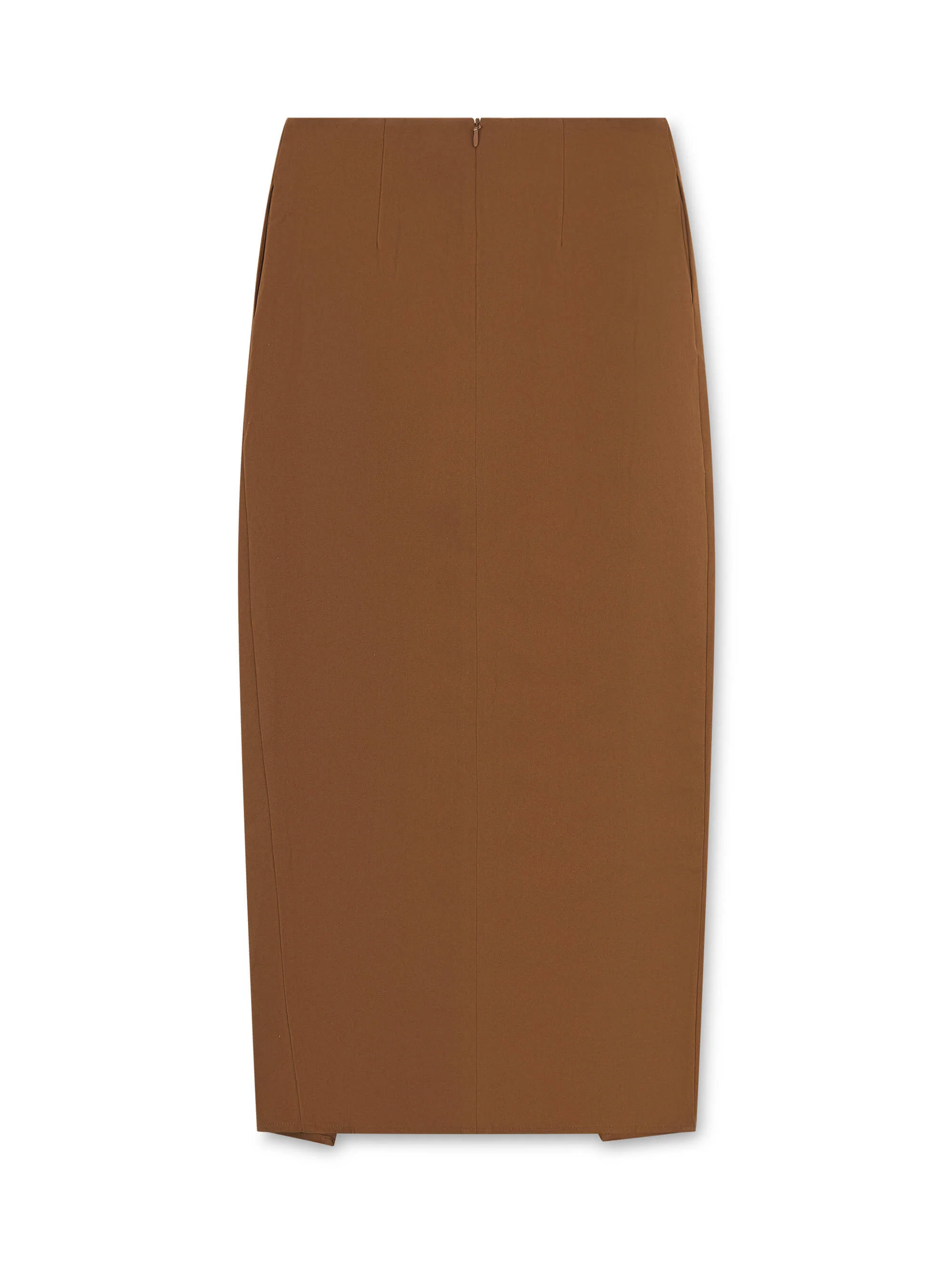 'BEVERLEY' EXAGGERATED WRAP FRONT MIDI SKIRT BROWN - Image 4